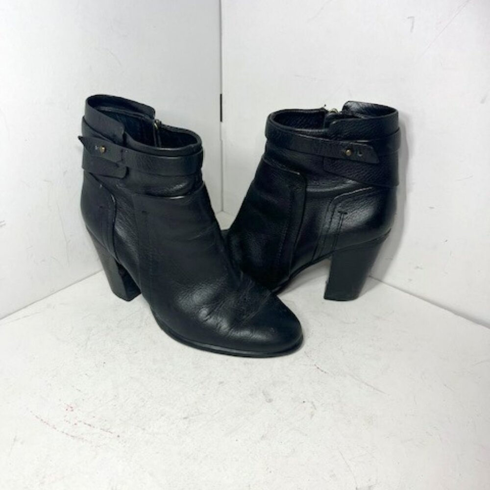Vince‎ Camuto Faythe Women's Black Moto Block Heeled Ankle Boots Sz 8.5M